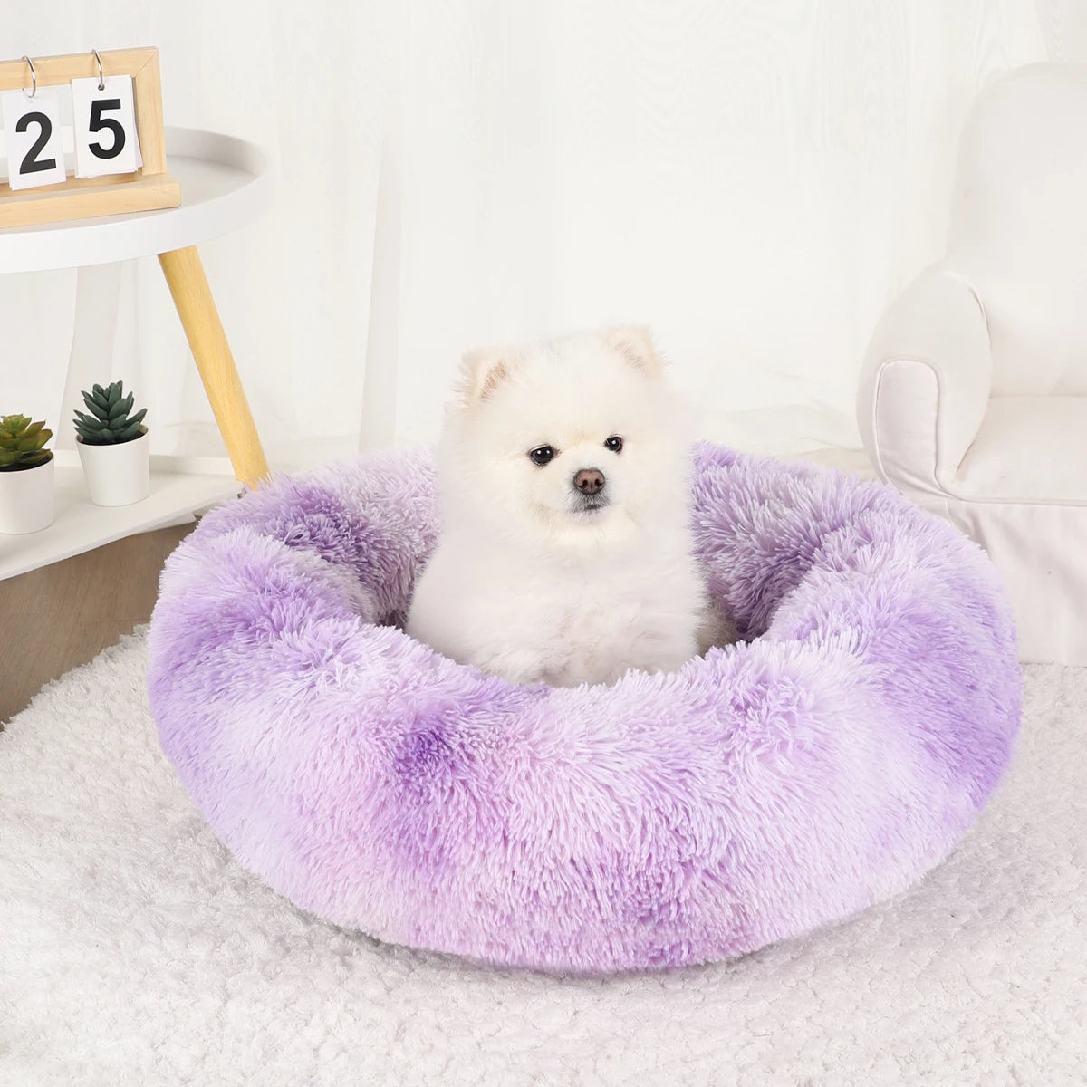 Luxurious Calming Plush Dog Bed (Washable) | Anti-Anxiety Fluffy Pet Bed For Large, Medium & Small Dogs/Puppies