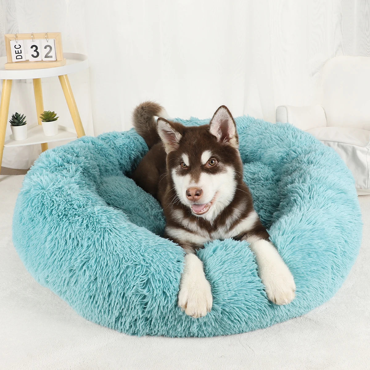 Luxurious Calming Plush Dog Bed (Washable) | Anti-Anxiety Fluffy Pet Bed For Large, Medium & Small Dogs/Puppies