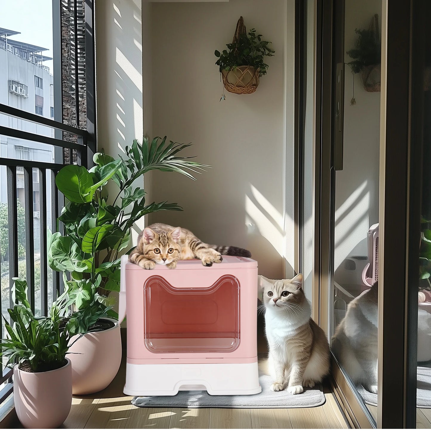 Detachable Cat Litter Box With Top & Front Entry | Foldable, Easy-Clean Cat Potty With Scoop Drawer | For Cats Up To 22 Lbs