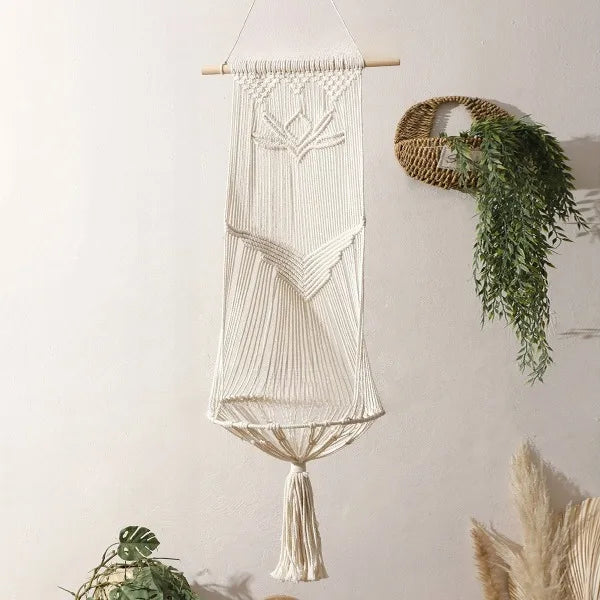 40Cm Macramé Cat Hammock – Handwoven Hanging Pet Bed Swing – Space Saving Cat Furniture