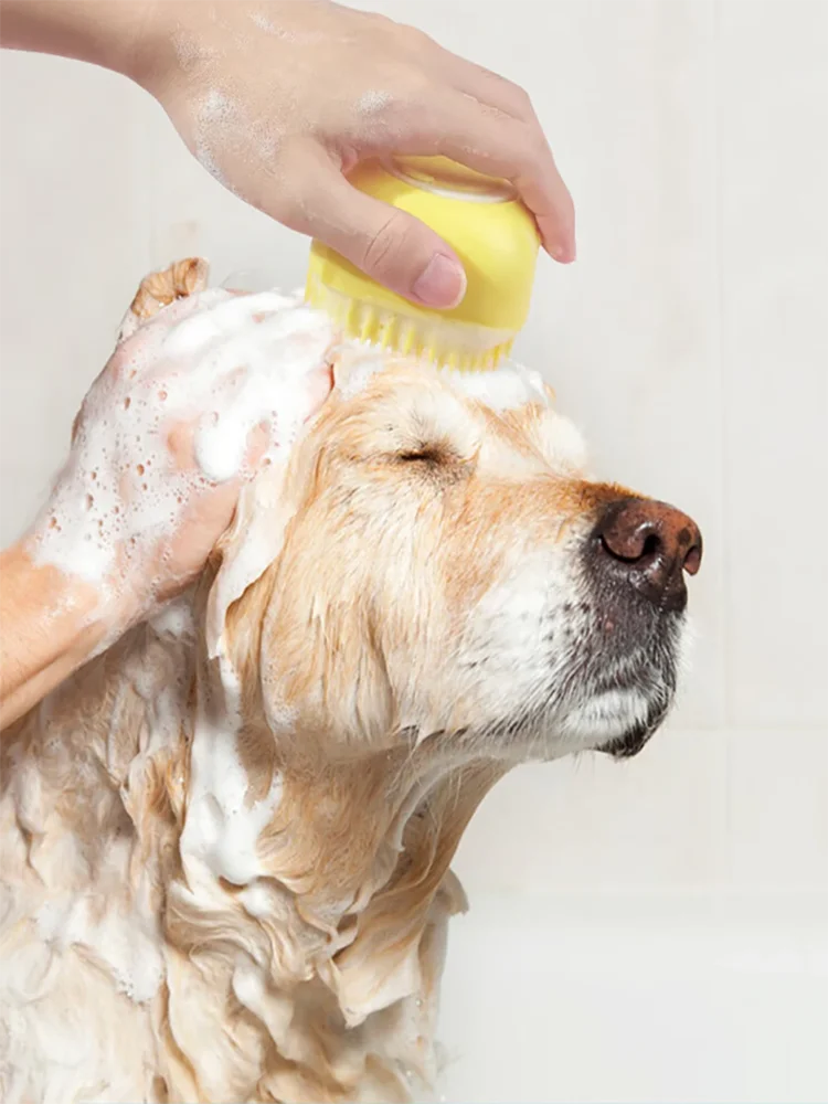 Smart Silicone Pet Bathing & Massage Brush With Shampoo Dispenser