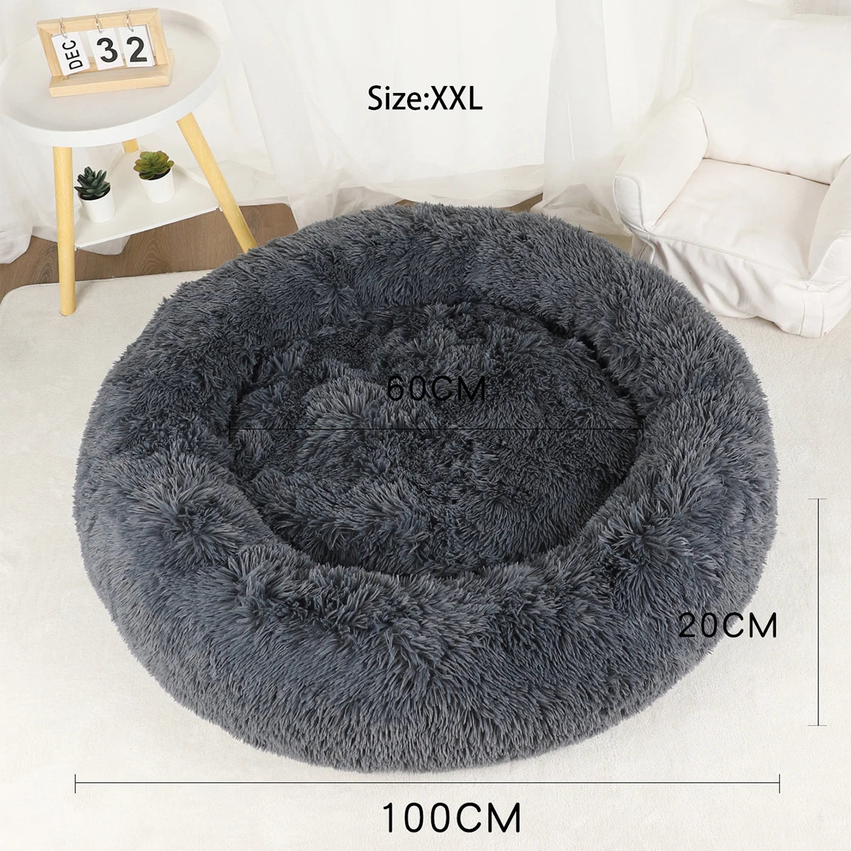 Luxurious Calming Plush Dog Bed (Washable) | Anti-Anxiety Fluffy Pet Bed For Large, Medium & Small Dogs/Puppies