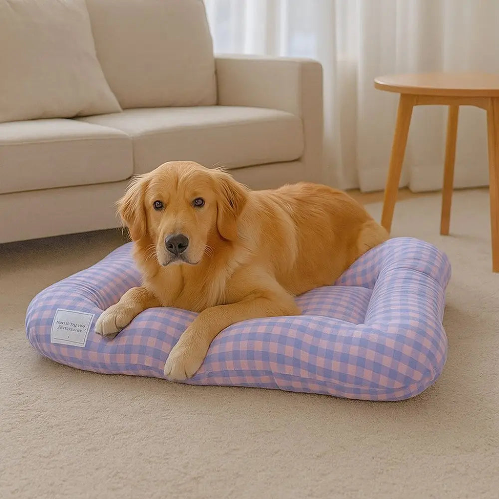 Cute Warm Dog & Cat Bed Pad - Macaron Soft Plaid Pet Cushion | Non-Slip Comfortable Pet Mattress For Autumn & Winter