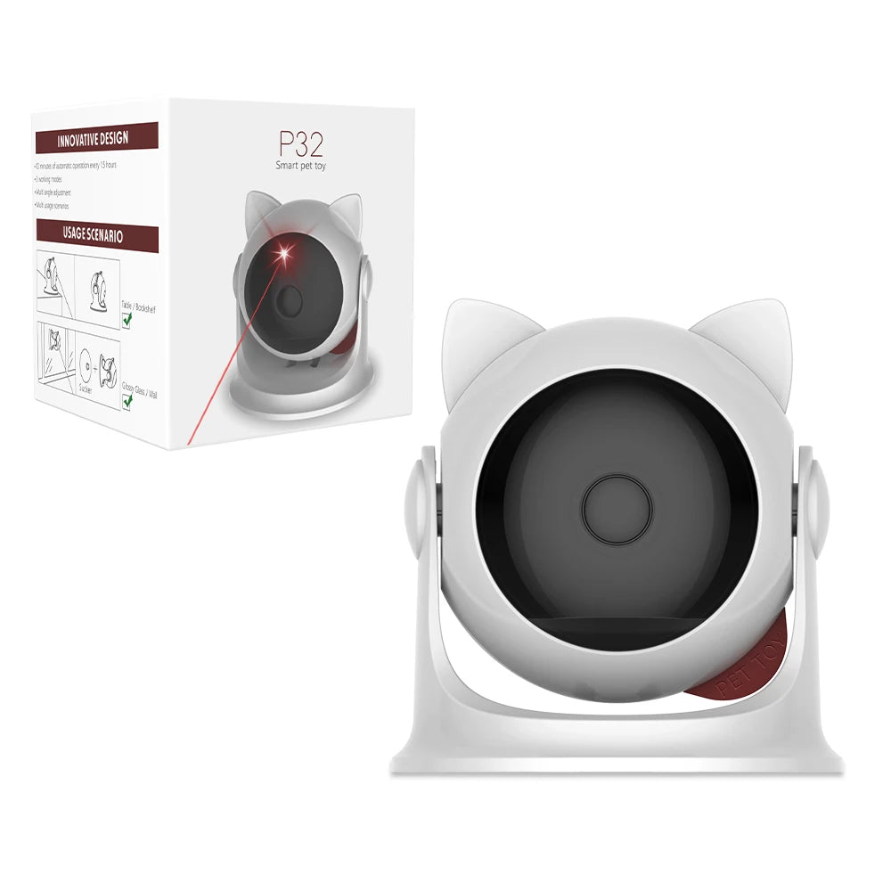 White pet camera with cat ears and packaging on a white background