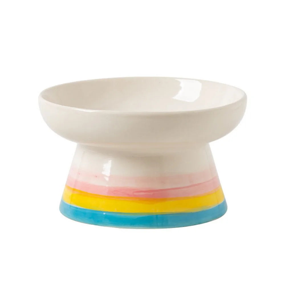 Ceramic Slanted Cat Food Bowl - Anti-Tipping & Cervical Spine Protection