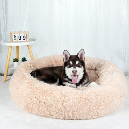Luxurious Calming Plush Dog Bed (Washable) | Anti-Anxiety Fluffy Pet Bed For Large, Medium & Small Dogs/Puppies