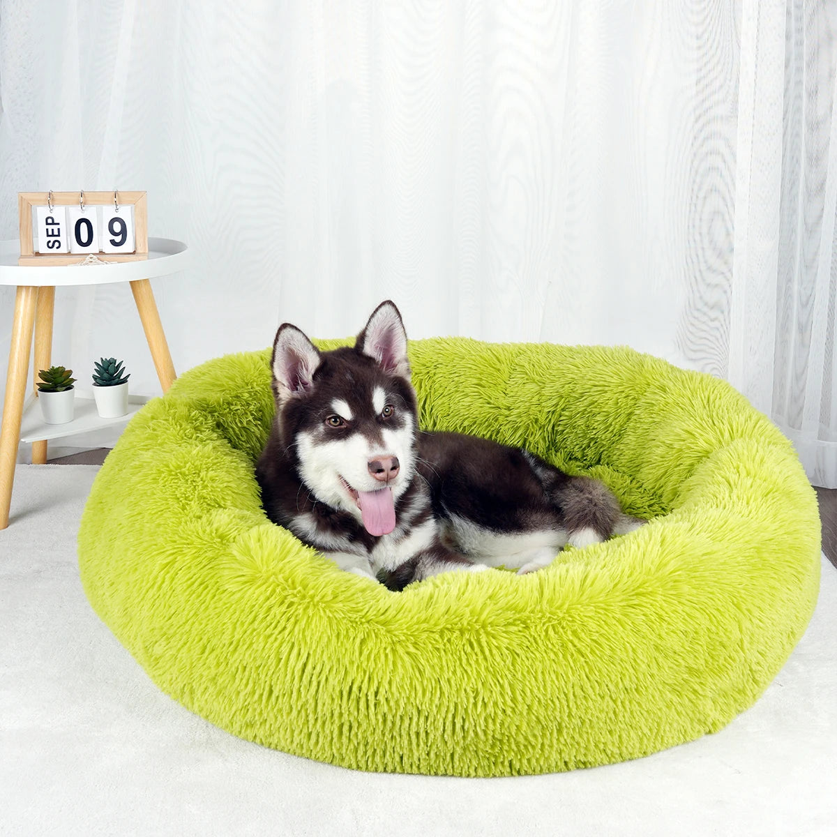 Luxurious Calming Plush Dog Bed (Washable) | Anti-Anxiety Fluffy Pet Bed For Large, Medium & Small Dogs/Puppies