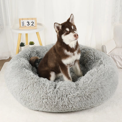 Luxurious Calming Plush Dog Bed (Washable) | Anti-Anxiety Fluffy Pet Bed For Large, Medium & Small Dogs/Puppies
