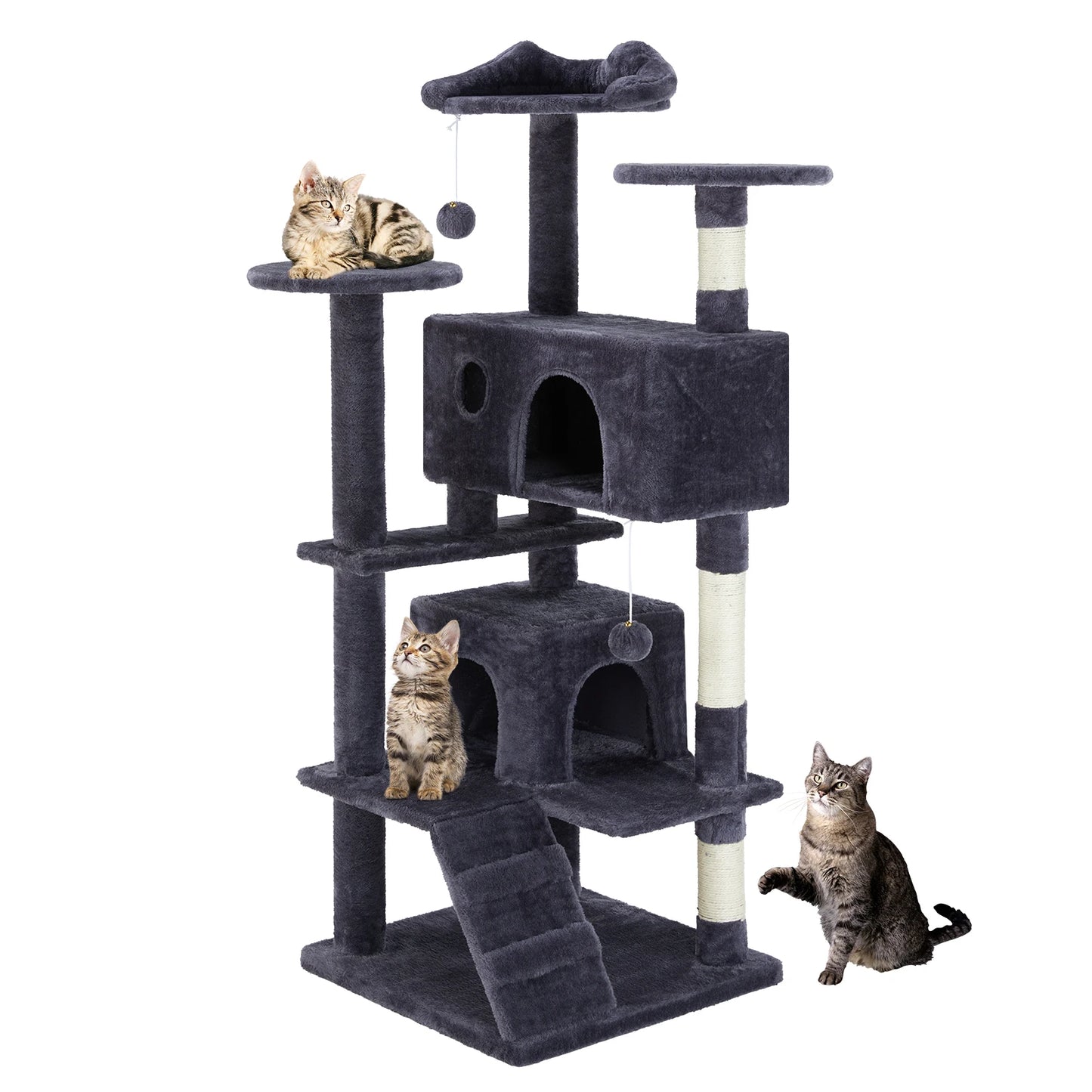 Multi-Level Cat Tree Tower For Indoor Pet With Stable Sisal Scratching
