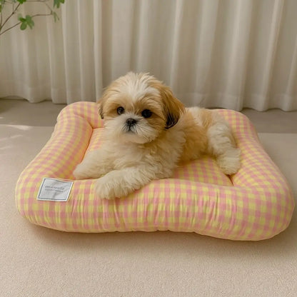 Cute Warm Dog & Cat Bed Pad - Macaron Soft Plaid Pet Cushion | Non-Slip Comfortable Pet Mattress For Autumn & Winter