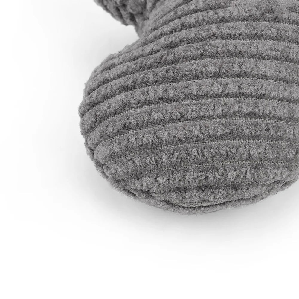 Close-up of a textured gray pillow on a white background
