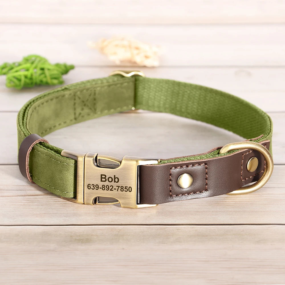 Personalized PU Leather Dog Collar - Engraved ID & Adjustable Buckle