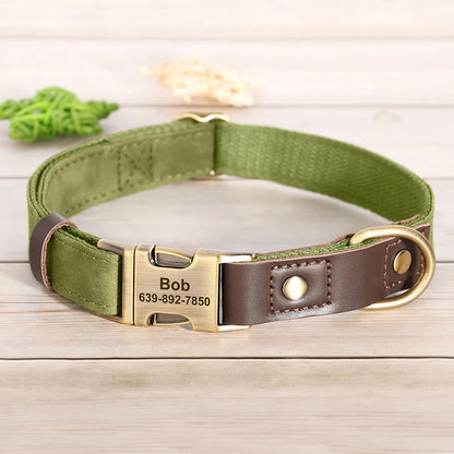 Personalized PU Leather Dog Collar - Engraved ID & Adjustable Buckle