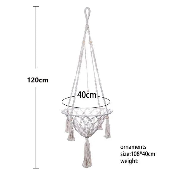 40Cm Macramé Cat Hammock – Handwoven Hanging Pet Bed Swing – Space Saving Cat Furniture