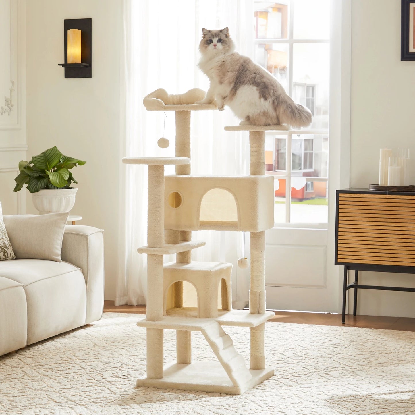 Multi-Level Cat Tree Tower For Indoor Pet With Stable Sisal Scratching