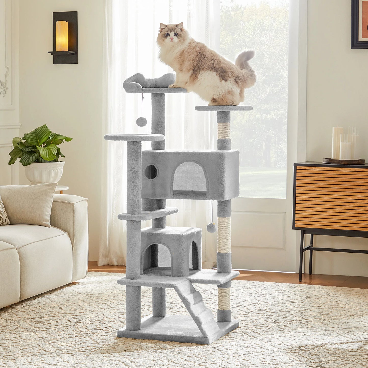 Multi-Level Cat Tree Tower For Indoor Pet With Stable Sisal Scratching