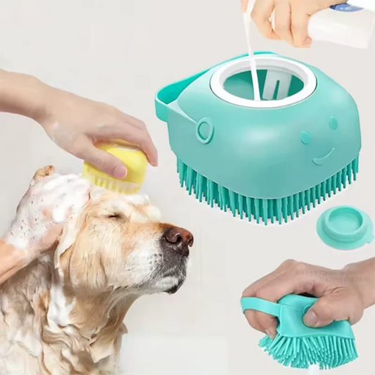 Smart Silicone Pet Bathing & Massage Brush With Shampoo Dispenser