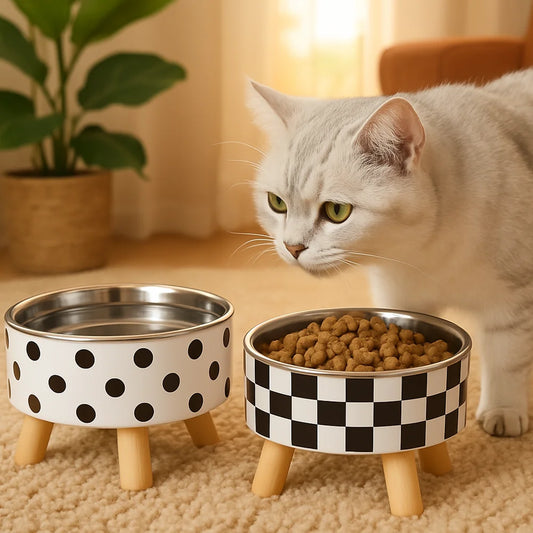 Non-Slip Cat Water & Food Bowl Set
