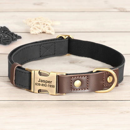 Personalized PU Leather Dog Collar - Engraved ID & Adjustable Buckle