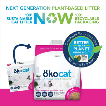 Ökocat Super Soft Clumping Natural Wood Cat Litter | 8 Lb Bag, Flushable, 99% Dust Free, And Sensitive Paw Safe
