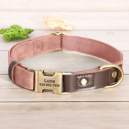 Personalized PU Leather Dog Collar - Engraved ID & Adjustable Buckle