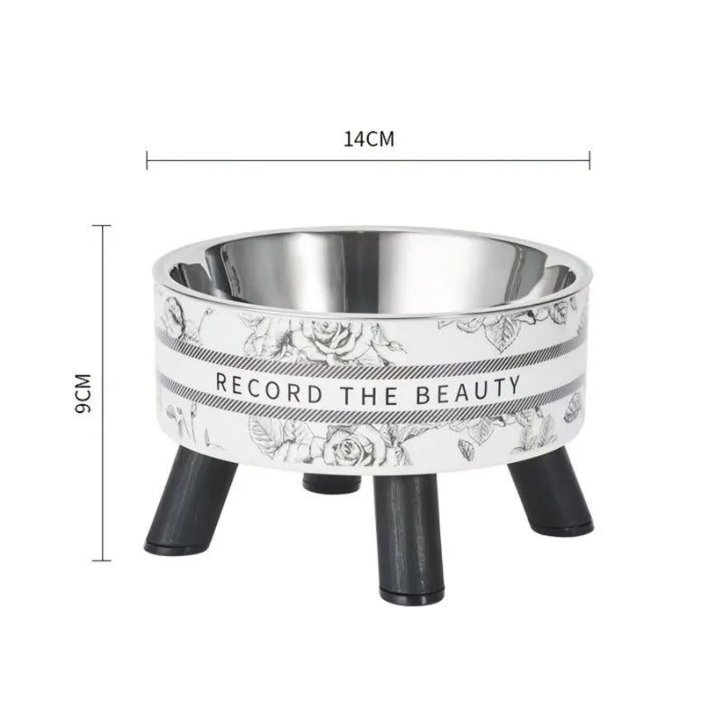 Stainless Steel Elevated Raised Feeding Cat Water & Food Bowls