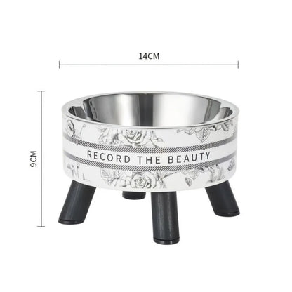 Stainless Steel Elevated Raised Feeding Cat Water & Food Bowls