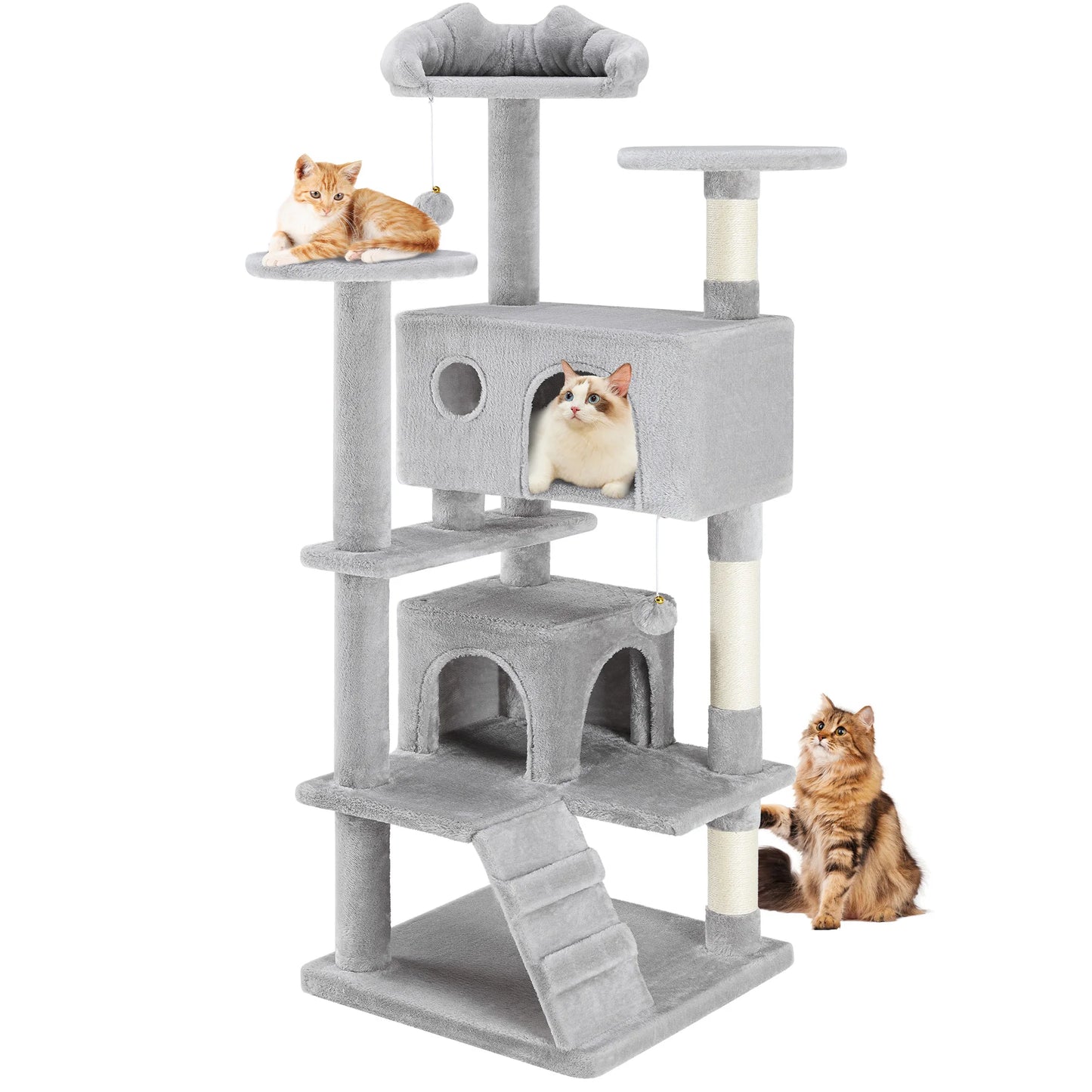 Multi-Level Cat Tree Tower For Indoor Pet With Stable Sisal Scratching