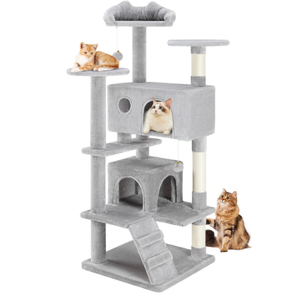 Multi-Level Cat Tree Tower For Indoor Pet With Stable Sisal Scratching