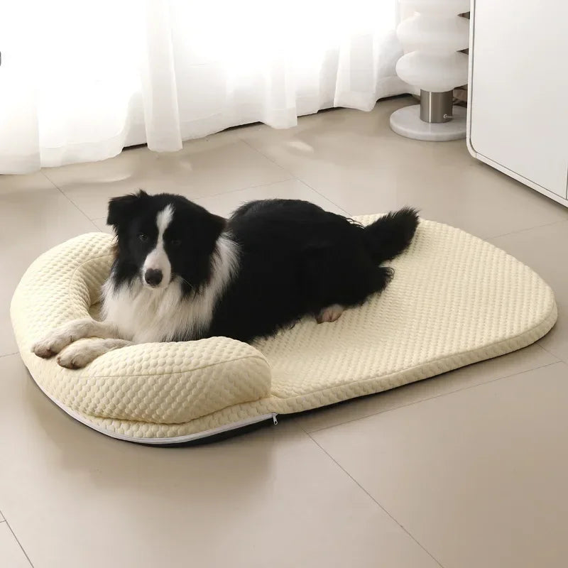 Premium Dual-Comfort Pet Bed-Cooling Ice Silk & Fluffy Anti-Anxiety Sofa For Dogs