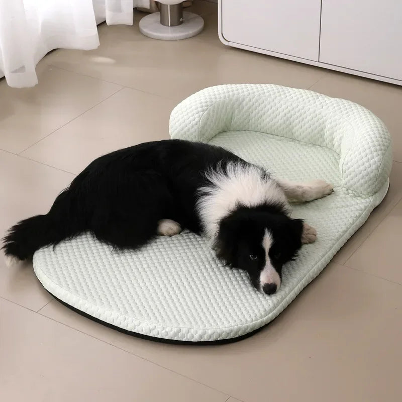 Premium Dual-Comfort Pet Bed-Cooling Ice Silk & Fluffy Anti-Anxiety Sofa For Dogs