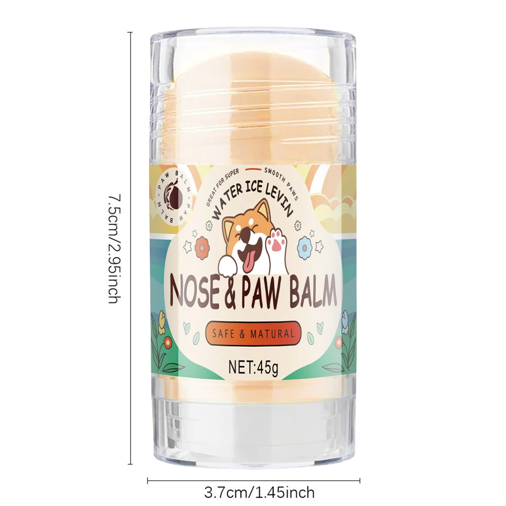 Nose and paw balm stick with a label on a white background