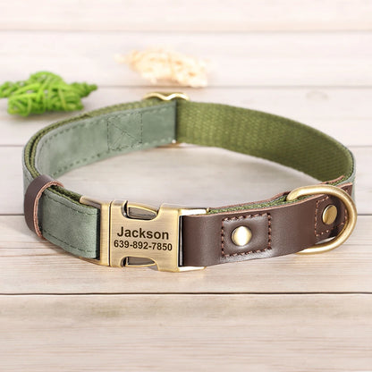 Personalized PU Leather Dog Collar - Engraved ID & Adjustable Buckle