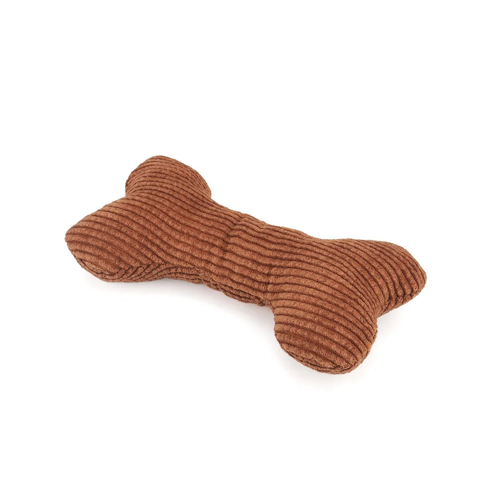 Brown bone-shaped toy on a white background