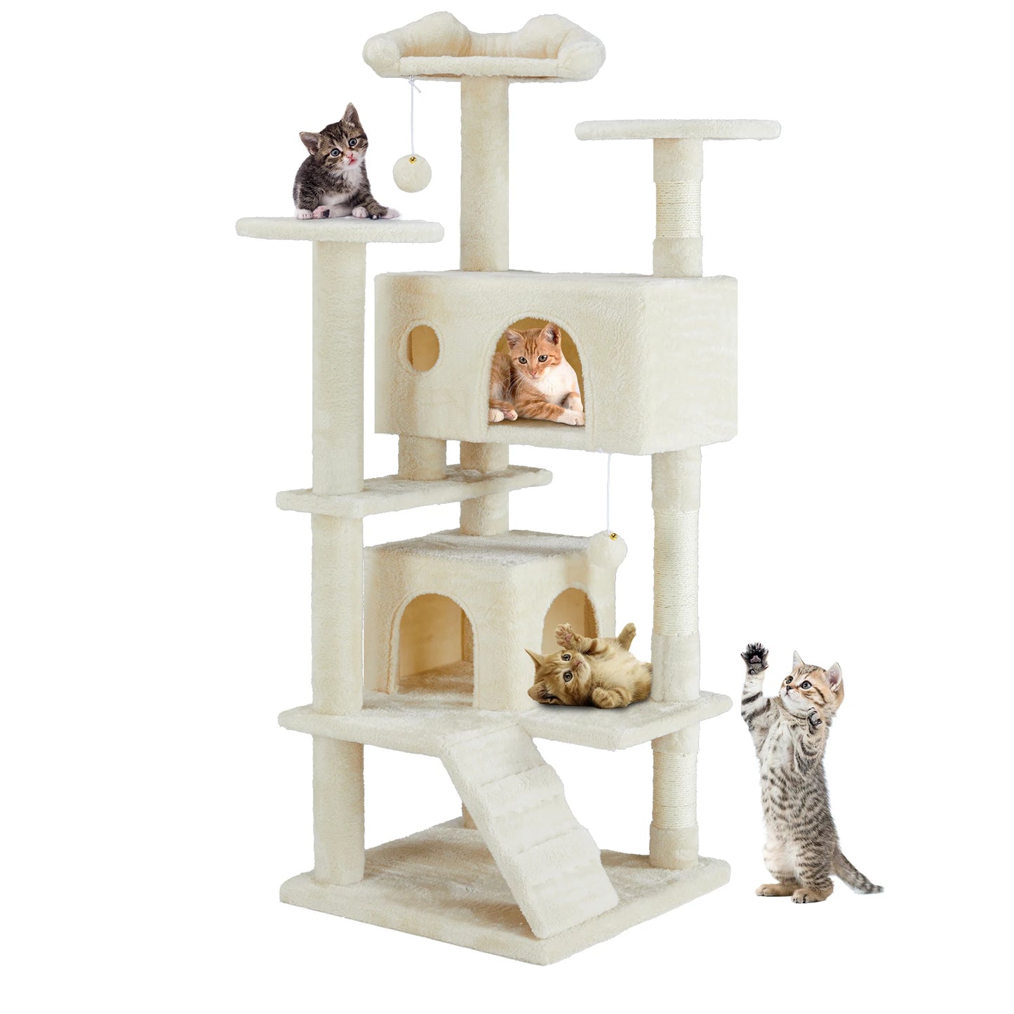 Multi-Level Cat Tree Tower For Indoor Pet With Stable Sisal Scratching