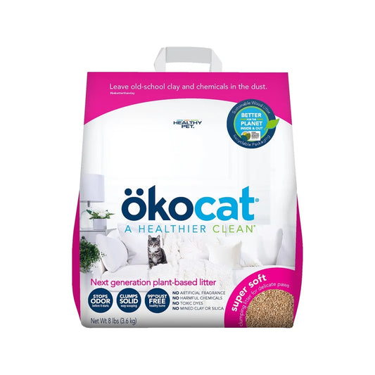 Ökocat Super Soft Clumping Natural Wood Cat Litter | 8 Lb Bag, Flushable, 99% Dust Free, And Sensitive Paw Safe