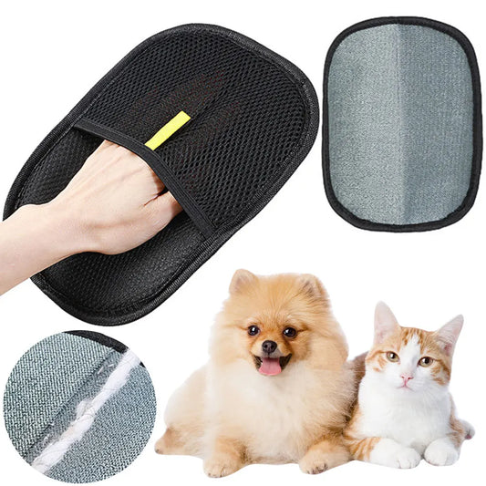 Pet Hair Remover Glove - Deseeding Brush Mitt For Dogs & Cats