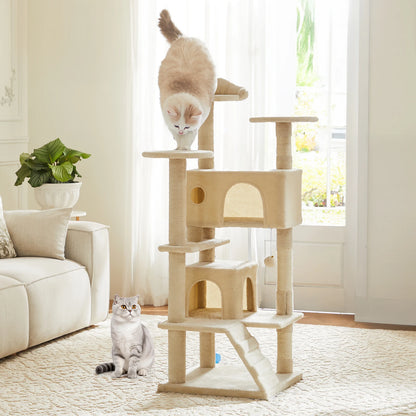 Multi-Level Cat Tree Tower For Indoor Pet With Stable Sisal Scratching