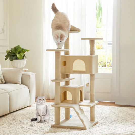 Multi-Level Cat Tree Tower For Indoor Pet With Stable Sisal Scratching
