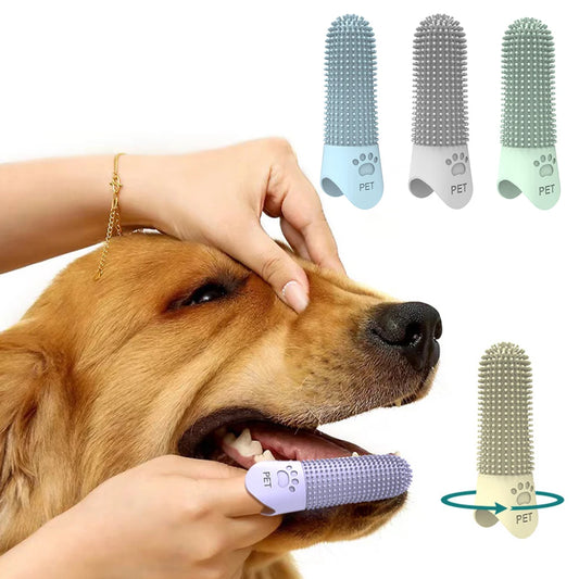 360° Cleaning Silicone Pet Finger Toothbrush - Dental & Tartar Care