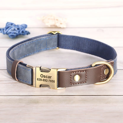 Personalized PU Leather Dog Collar - Engraved ID & Adjustable Buckle