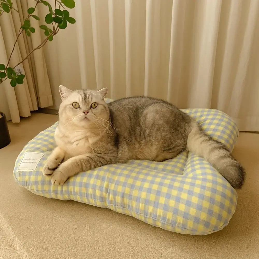 Cute Warm Dog & Cat Bed Pad - Macaron Soft Plaid Pet Cushion | Non-Slip Comfortable Pet Mattress For Autumn & Winter