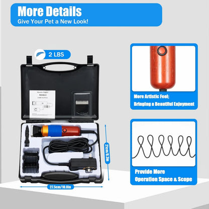 Professional 36W Quiet Pet Clipper | Zirconia & Stainless Steel Blades For Safe, Quick, And Precision Grooming