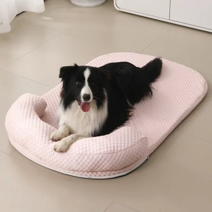 Premium Dual-Comfort Pet Bed-Cooling Ice Silk & Fluffy Anti-Anxiety Sofa For Dogs