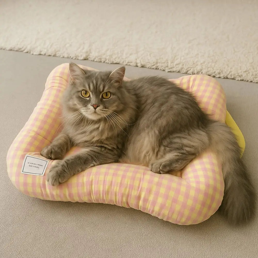 Cute Warm Dog & Cat Bed Pad - Macaron Soft Plaid Pet Cushion | Non-Slip Comfortable Pet Mattress For Autumn & Winter
