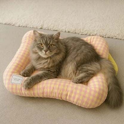 Cute Warm Dog & Cat Bed Pad - Macaron Soft Plaid Pet Cushion | Non-Slip Comfortable Pet Mattress For Autumn & Winter