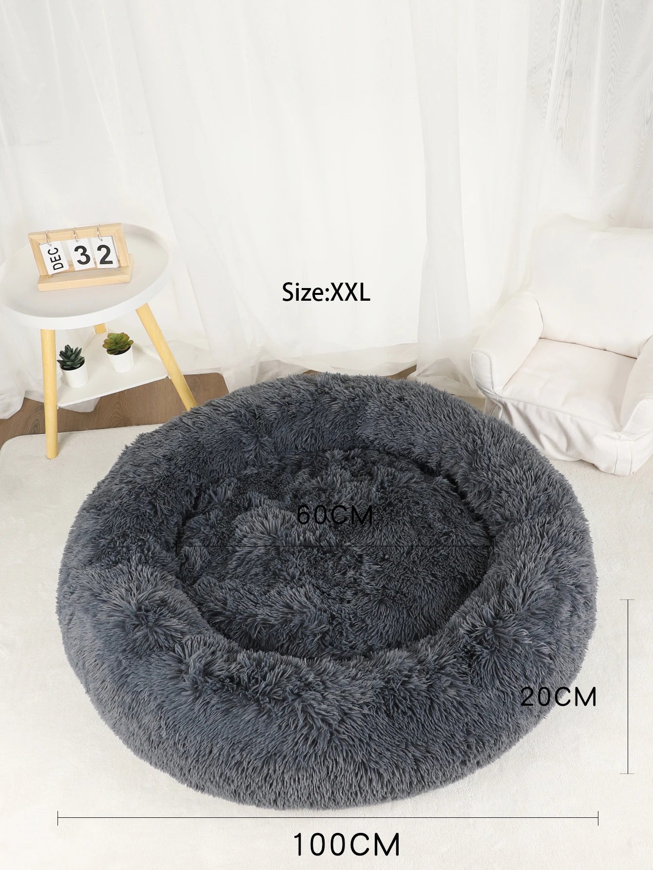 Luxurious Calming Plush Dog Bed (Washable) | Anti-Anxiety Fluffy Pet Bed For Large, Medium & Small Dogs/Puppies