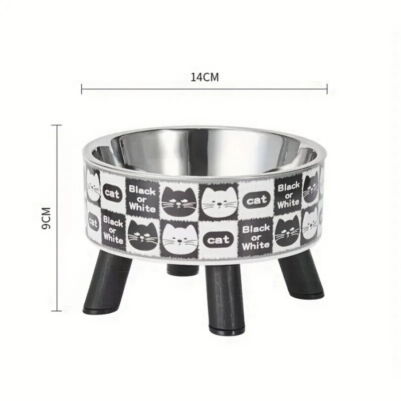 Stainless Steel Elevated Raised Feeding Cat Water & Food Bowls