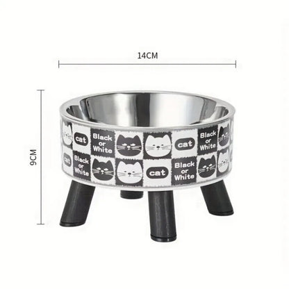 Stainless Steel Elevated Raised Feeding Cat Water & Food Bowls