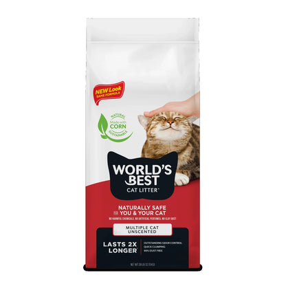 World's Best Cat Litter packaging with a cat on a white background